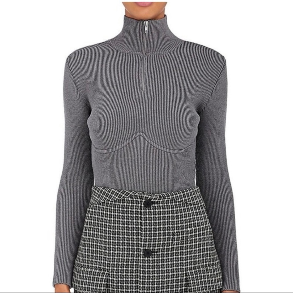 100% authentic Balenciaga turtleneck underwire gray
grey zip sweater.